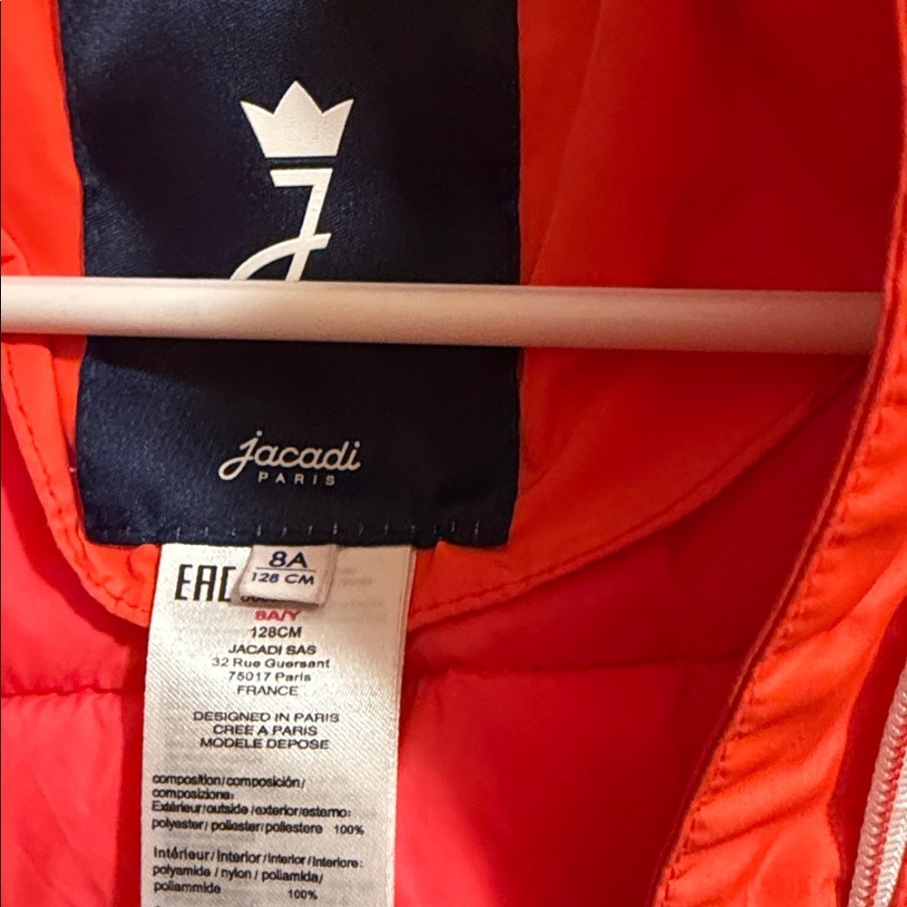 Jacadi Bright Orange Kids Raincoat with Hood - Picture 3 of 3